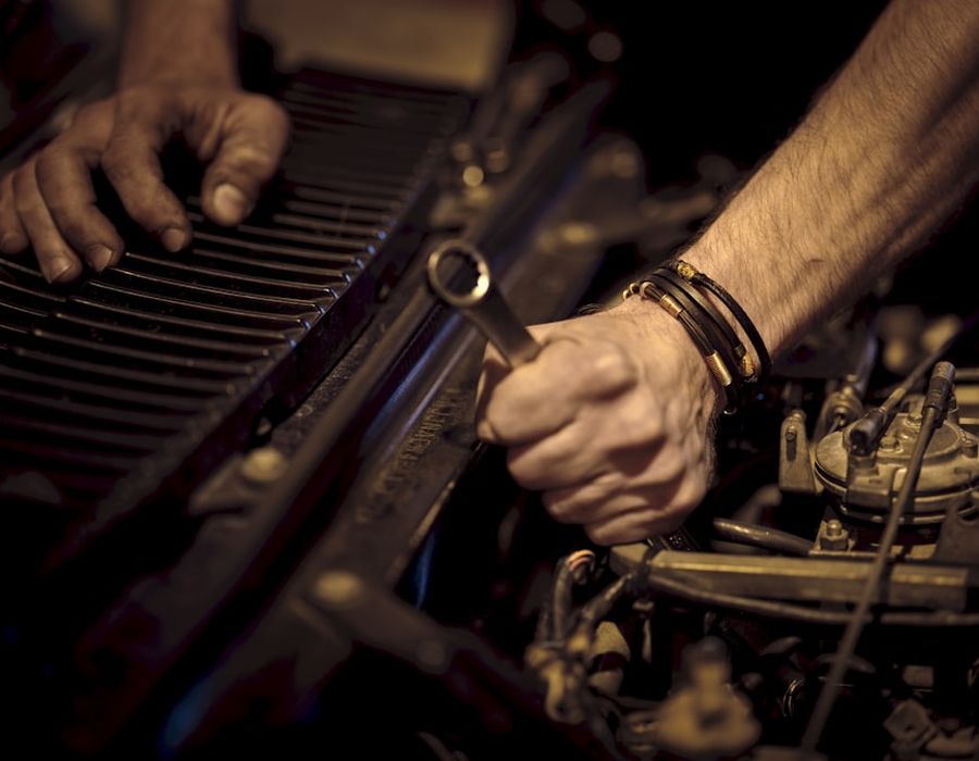 Mechanic working on an engine
